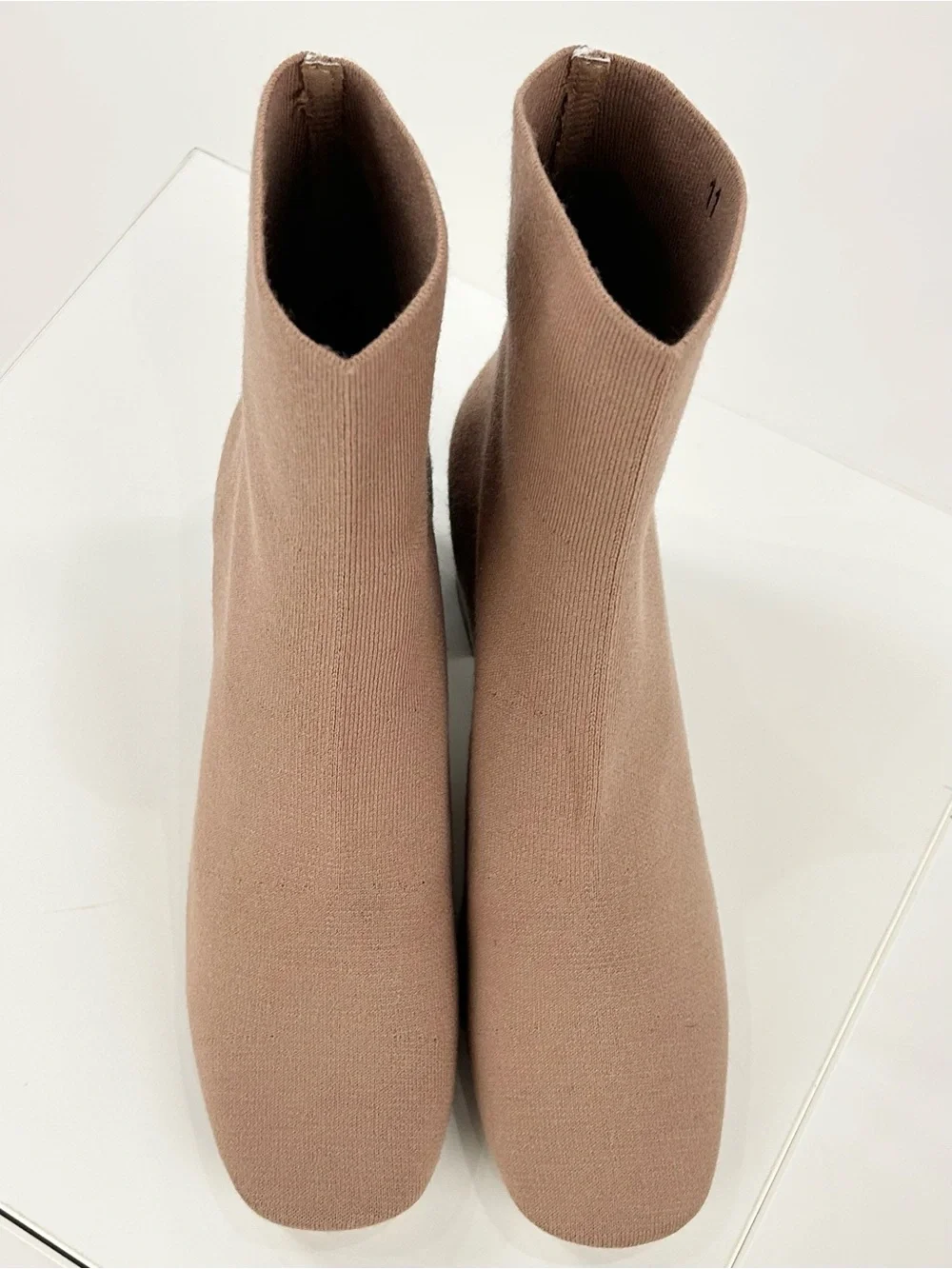 Everlane The Glove Boot ReKnit Toffee Tan Size 11 NWOB Sock Block Heel